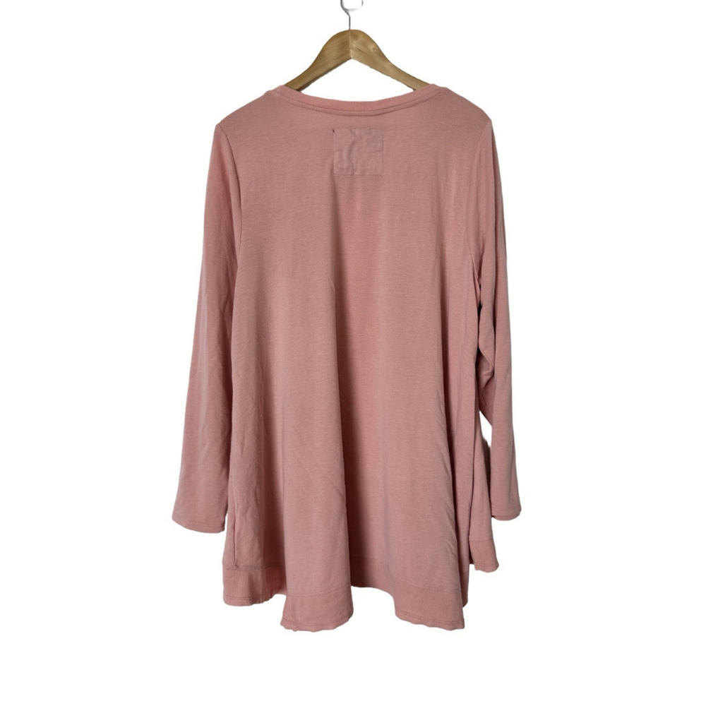 Cupio Woman Pink Crewneck Long Sleeve Lagenlook Pullover Tunic Top Size 1X Soft - Picture 2 of 6